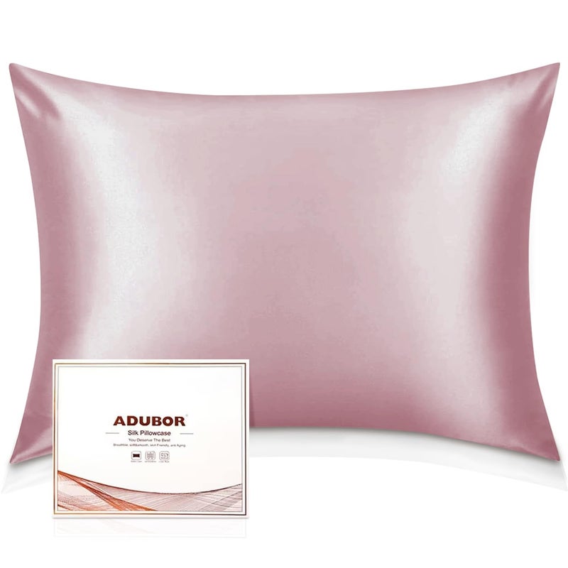 Adubor 100% Silk Pillowcase - Mulberry Silk Pillow Cases, 23 Momme 6A Grade Fibers, Silk Pillow Case for Hair and Skin Health, with Hidden Zipper (Standard 20''Ã—26'', Medium Pink, 1PC) - Image 1